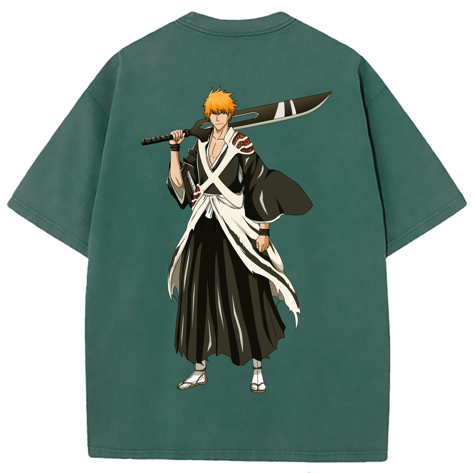 （画像用） ブリーチ 黒崎一護（くろさき いちご）BLEACH Kurosaki Ichigo 綿100% ヴィンテージ風 半袖Tシャツ（背面プリント）